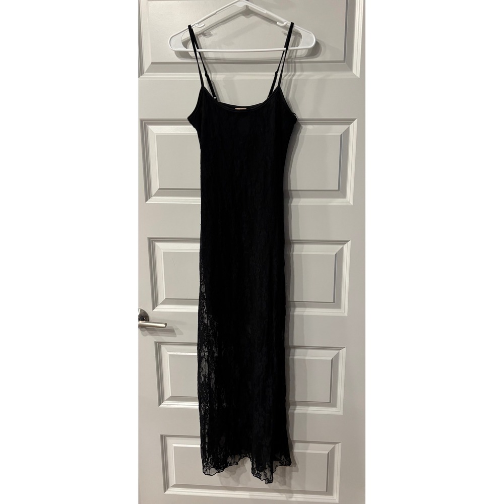 Black Lace Maxi Slip Dress Womens Size S 7CYPI171